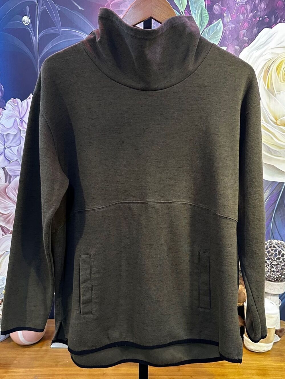 Tek Gear L Olive Mock Neck Pullover Sporty Streetwear Minimalist Workwear